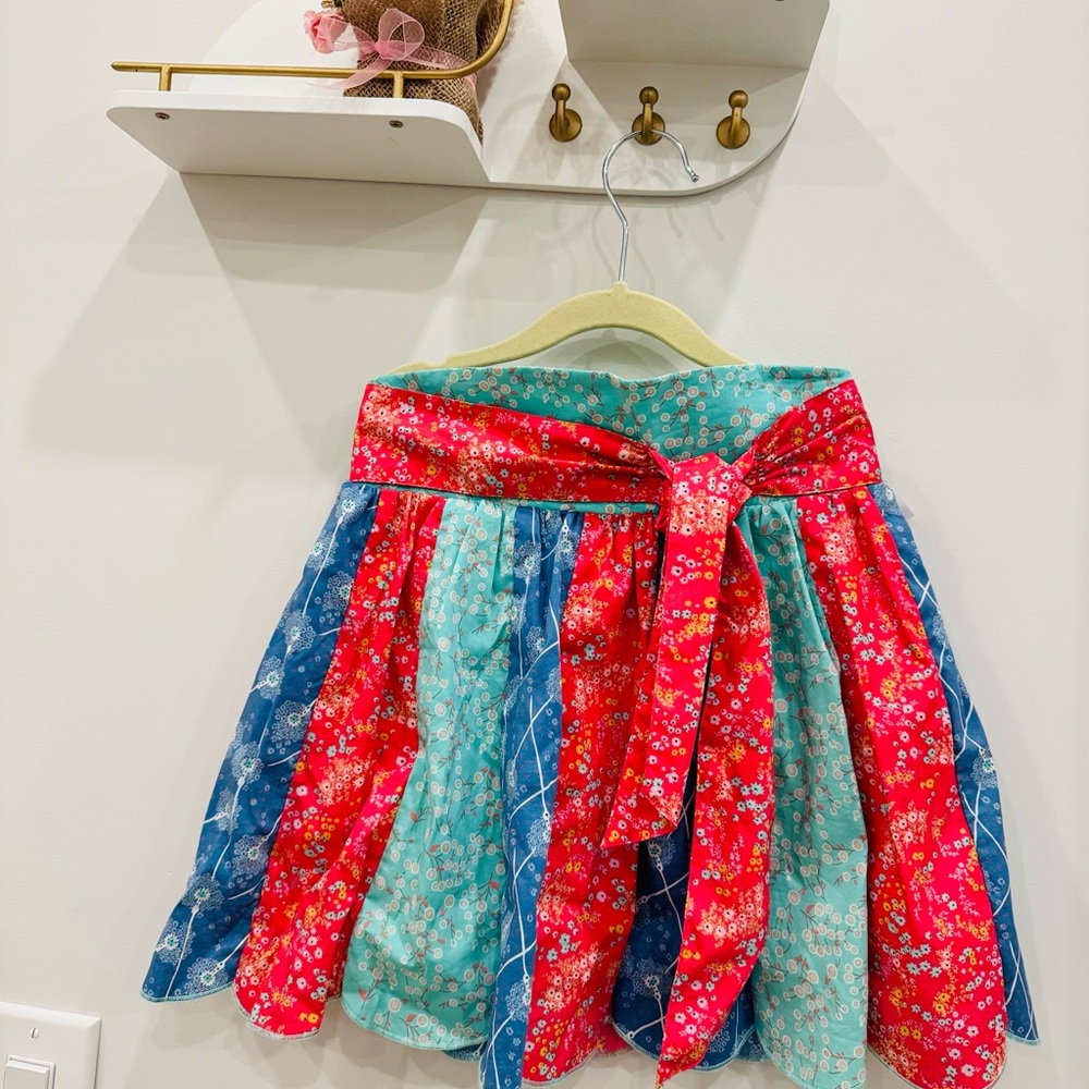 Matilda Jane Red, Teal & Blue Floral Circle Skirt with Tie
